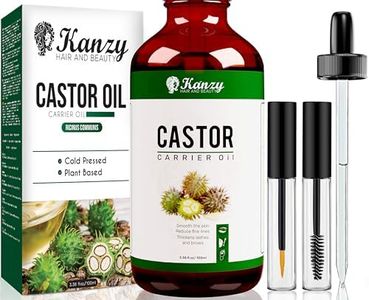 Kanzy Castor Oil for Eyelashes and Eyebrows 100ml Cold Pressed Castor Oil for Hair Growth 100% Natural and Pure Oil with Brushes For Hair, Beard, Nails and Skin