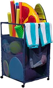 Essentially Yours Rolling Pool Noodle Storage Organizer Bin, Standard Noodle Holder, (25.4" W x 26" L x 40.5" H), Blue Style 510643