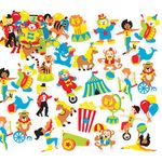 Baker Ross AR346 Circus Foam Stickers (Pack of 120) for Kids To Decorate, Arts, Crafts, Cards & Scrapbooking