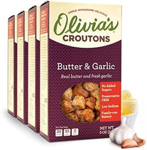 Olivia's Croutons Butter and Garlic Croutons for Salad, Soups & Stuffing - Made with Real Butter & Garlic - 5 ounce (Pack of 4)