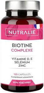 Biotine Pousse Cheveux 10.000mg - Très Rapide - GAGNANT 2022 Zinc + Selenium Vit D E - Ongles Peau - Femme Homme - Complément Alimentaire de Vitamine B8-120 Gélules Nutralie