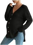 MakeMeChic Women's Maternity Long Sleeve Shirt Knit Nursing Tee Tops Button Down Shirt Black Small