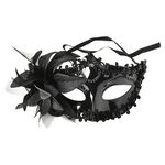 Halloween Costume Mask for Women Girl Black Half Face Mask Halloween Costume Accessories Flower Halloween Cosplay Party Decor