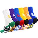 Boys Socks Basketball Soccer Athletic 6 Pairs Hiking Outdoor Sports Calf High Crew Socks Multipack for Kids 5-14 Years(#1 Multicolor-6 Pairs,7-10 Years)