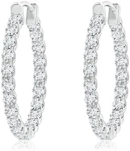 ANGARA Prong-Set Lab-Grown Diamond Inside Out Hoop Earrings in Sterling Silver for Women (Size-1.75mm | Carat- 1 Ct tw.) | April Birthstone Jewellery for Her