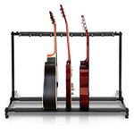 PYLE Guitar Stand – 9 Space Foldable Guitar Rack, Universal Portable & Collapsible Multi Guitar Holder, Easy Storage Guitar Support, Securely Holds Multiple Guitars- Acoustic, Electric, & Bass Guitars