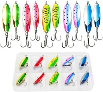 Fableblis 10pcs Fishing Spoons Lures Kits, Trout Saltwater Fishing Lures, 2 Size Casting Metal Spoon with High Flash, Heavy Duty Jigs Lures for Trout Walleye Bass Pike Crappie