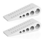 HOMOTEK 2 Pack Wedge Rubber Door Stops Door Chucks Stoppers Wall Protector for Floor & Bottom of Door with Self Adhesive White Holder, 5"x1-9/16"x1-5/16" (White)