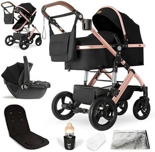 Bergsteiger Nizza 3 in 1 Kinderwagen, Kombikinderwagen Komplettset, Auto-Babyschale, Babywanne & Buggy Sportsitz inklusive, Isofix Station optional