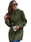 SotRong Women's Waterproof Winter Coats Ladies Packable Raincoats With Hoods Softshell Warm Jacket Windproof Trench Coat Running Cycling Camping Hiking Walking Travelling Jacket Army Green 2XL