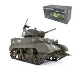 MindXplore RC 1/16 US M5A1 Stauart Light Tank - Simulated Military Vehicle Model with Sound Light Smoke Effects - Multi-Channel & Two Speed Modes Suitable for Advanced Players