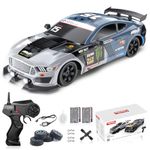 Remote Control Car RC Drift Car 1:16 Scale 4WD 18KM/H High Speed Model Vehicle 2.4GHz with LED Lights Spray Rubber Tire Racing Sport Toy Car for Adults Boys Girls Kids Gift 2Pcs Rechargeable Batteries