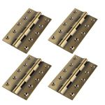 Super Brass Hinges 5 inch | 5 inch x 1.1/4 x 3/16 Brass Antique Railway Smooth Hinges (Soft Close) (Pack of 6)