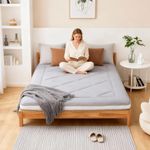 Welnow Floor Mattress Futon Mattress Queen, Anti Slip Sleeping Mat Foldable for Camping and Guest, Grey Twin