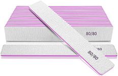 12 Pcs 80/80 Grit Nail Files, Emery Boards Nail File Double Sided, Coarse Nail File 80 Grits for Acrylic and Gel Nails, Professional File Nail Manicure Washable Square, Filers for Poly Nail Extension