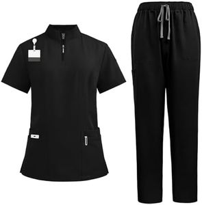 Scrubs for Women Set V-Neck Stretch Fit Scrub Top & Jogger 2025 Pants Multi Pocket Medical Nurse Uniforms Set Ladies White Black Blue S M L XL XXL 3XL with Big Pocket