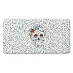 FIESTA Skull & Vine Floral Sugar Skull Anti-Fatigue Comfort Kitchen Mat, Non-Slip Floor Mat, Padded Standing Desk Mat, White/Red/Black, 20"x39"