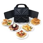 Salter EK2143 3-In-1 Snack Maker - Sandwich Toaster, Waffle Maker, Panini Press Grill, Includes Removable Extra Large Deep Fill Hot Plates, Non-Stick, 900W, Auto Temperature Control, Stay Cool Handle