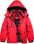 GEMYSE Boy's Waterproof Ski Snow Jacket Fleece Windproof Winter Jacket with Hood(Red,8)