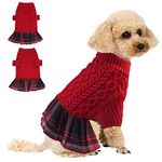 Dog Sweater, Pet Pullover Knitwear Warm Vest Turtleneck Knit Jumper Dog Winer Clothes Sweater Dress Puppy Skirt Winter Crochet Coat for Small Medium Dogs Puppies Cats(Red, XS)