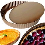 FineDecor Bakeware Large Pie Dish Tart Pan with Removable Bottom, Carbon Steel, 11.7 inch / 30 cm, Golden (FD 3316)