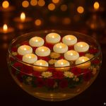 VERVENIX Flameless Water Floating LED Candles (Pack of 6) – Waterproof Plastic Tealight with Warm Glow, Round & Flower Patterns, Battery Operated Floating Decor for Weddings, Parties & Home