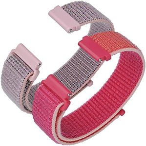 ANNEFIT Nylon Sport Loop Watch Bands 16mm, 2 Packs Quick Release Adjustable Strap for Men Women (Sand Pink and Pomegranate)