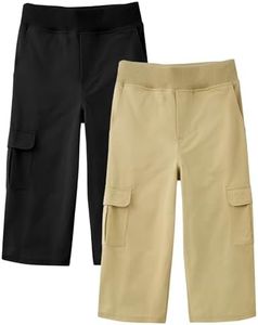 Wyeysyt 2 Pack Baby Boys and Toddler Stretch Pull On Cargo Pants(BlackKhaki-5T)