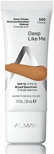 Almay Smart Shade Skintone Matching Makeup, Medium Coverage Natural Finish Foundation with SPF 15, Hypoallergenic, Cruelty Free, unscented, Dermatologist Tested, 500 Deep Like Me, 1 oz