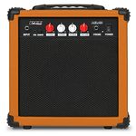 LyxPro Electric Guitar Amp 20 Watt Amplifier Built in Speaker Headphone Jack and Aux Input Includes Gain Bass Treble Volume and Grind - Mahogany