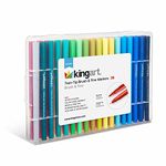 KINGART STUDIO Dual Tip Brush Pen Art Markers with Fineliner, Unqiue Colors, Set of 36