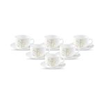 La Opala Diva, Opal Glass Crockery | Cup & Saucer Iris Regular, Set of 12 | Citron Weave, 160 ml | for Tea & Coffee | Microwave Safe | 100% Vegetarian | Extra Strong | Super Light | Super White