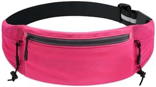 WATERFLY Running Belt Fanny Pack: Breathable 3 Pocket Waist Bag for Men Women Workout Exercise Fitness Phone Holder Fits All Phones - Runner Marathon Jogging Race Belt with Bib Clip Pink