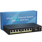 8 Port 2.5G Unmanaged Ethernet Switch with 10G SFP, VIMIN 8-Port 2.5G Base-T Ports with 60Gbps Switching Capacity, Compatible 10/100/1000Mbps Network, One-Key VLAN, Metal Housing, Fanless, for Desktop