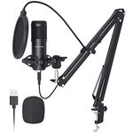 SUDOTACK USB Streaming Podcast PC Microphone, professional 192KHZ/24Bit Studio Cardioid Condenser Mic Kit with sound card Boom Arm Shock Mount Pop Filter, for Skype YouTuber Karaoke Gaming Recording