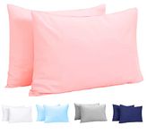 Toddler Pillow Case 2 Pack - 14 x 20 Organic Cotton Pillowcases - Pink Kids Pillowcase for Crib Travel Pillow, Baby Girls Small Pillowcase, Vegan Pillow Cover Breathable Hypoallergenic Bedding Set