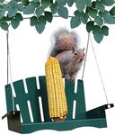 Backyard Essentials Hunter Green Porch Swing Metal Squirrel Feeder, Hanging Squirrel Bench Feeder, One Corn Cob or Orange Slice Capacity, for Squirrels and Fruit-Loving Birds