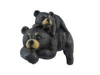 DWK Black Bear Shelf Sitting Figurine | Bear Cabin Accessories Decorations for Shelves | Cute Bear Figurines | Nursery and Office Shelf Decorations - 6"