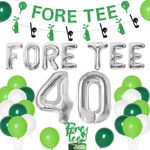 kreat4joy Golf 40th Birthday Decorations, 40th Birthday Decorations for Men, Foretee-Tee Birthday Cake Topper Banner Glitter, Golf Ball Foil Balloons for 40th Golf Sports Birthday Party Decorations