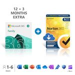 Microsoft 365 Family + Norton 360 Deluxe|15-Month Subscription | Up to 6 People|Word, Excel, PowerPoint|1TB OneDrive Cloud Storage|Advanced Online Security|PC/Mac Instant Download|Activation Required