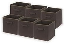 SimpleHouseware Foldable Storage Bins Cubes Organizer, 6 Pack, Brown