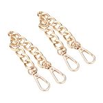 PH PandaHall Purse Extender, 2 Pack 7.8 Inch Golden Aluminum Bag Flat Chain Strap with Alloy Swivel Clasps Handbag Chain Straps Metal Bag Strap Replacement Purse Clutches Handles