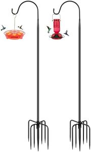 FEED GARDEN Shepards Hooks for Outdoor Bird Feeder Pole 92 Inch Adjustable Tall Heavy Duty Shepherds Hooks for Hanging Plant Baskets, Solar Lights, Wedding Decor, Lanterns, Black (2 Pack)