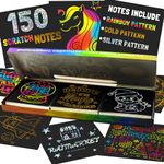 Raimarket Rainbow Scratch Mini Notes - 150 Magic Scratch Paper Art Set for Easter, Favor Scratch Art Craft Supplies Kit for Kids Birthday, Gift for Girl Boy Easter Basket Stocking Stuffers Toys