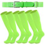 Londkaron Youth Elite Baseball/Softball Socks & Belt Combo (3 Pairs of Socks with 1 Belt), Neon Green, Small