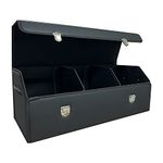 Wuatow Car Trunk Organizer - Trunk Organizers And Storage Suv - Cargo Box-Automotive Consoles Organizers-Multi-Compartment Adjustable Auto Grocery Large Storage Box (Black,Large)