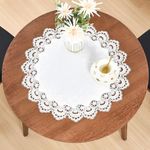 Elegant White Lace Jacquard Round Doily Tablecloth Table Topper Decoration Cover for Home Dresser Scarf and Table Centerpiece 24 Inch