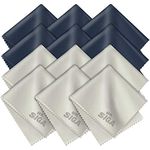 MR.SIGA Premium Microfibre Cleaning Cloths for Lens, Eyeglasses, Screens, Tablets, Glasses, 12 Pack, 6 x 7 inches (15 x 18 cm), Navy/Gray