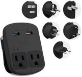 Ceptics World Travel Adapter Kit - QC 3.0 Dual USB + Dual US Outlets, Surge Protection, Perfect For Europe, UK, China, Australia, Japan, Perfect For Laptop, Cell Phones, Cameras - Safe ETL - Black