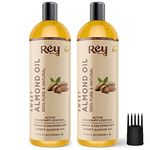 Rey Naturals Sweet Almond Hair Oil (Badam Oil) | 100% Pure, Cold Pressed Almond Oil For Face, Skin & Hair | Rich In Vitamin-E | Oil For Soft, Shiny & Dandruff Free Hair | 200ml